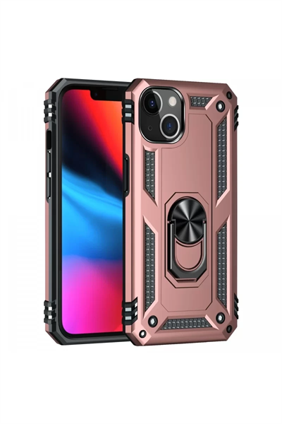 Apple iPhone 14 Plus Kılıf Sofya Yüzüklü Silikon Kapak - Rose