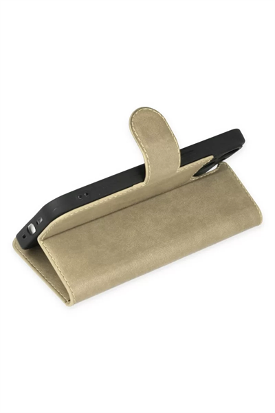 Apple iPhone 14 Plus Kılıf Trend S Plus Kapaklı Kılıf - Gold