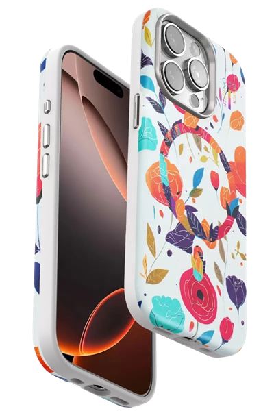 Apple iPhone 14 Pro Flower Series Magsafe Kapak - Beyaz