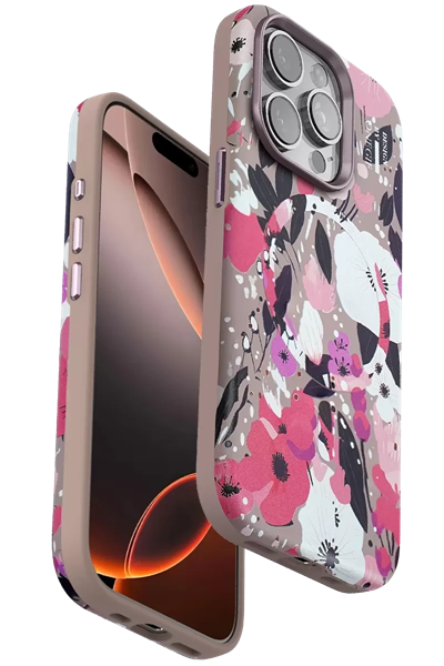 Apple iPhone 14 Pro Flower Series Magsafe Kapak - Pembe
