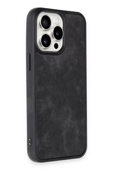 Apple iPhone 14 Pro Kılıf Aras Deri Kapak - Siyah