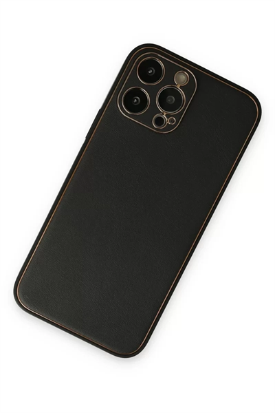 Apple iPhone 14 Pro Kılıf Coco Deri Silikon Kapak - Siyah