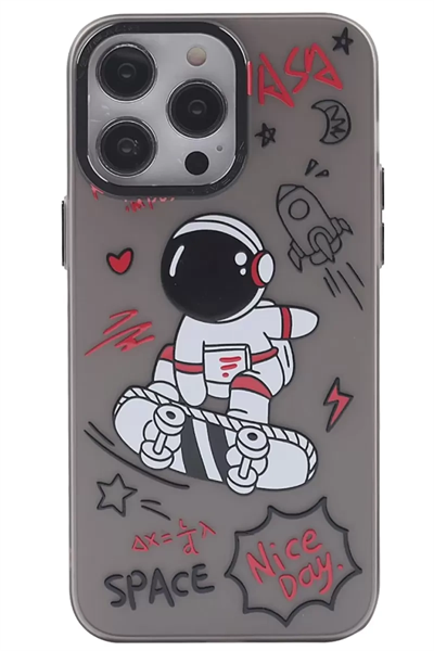 Apple iPhone 14 Pro Kılıf Desenli Kapak - Siyah - 1