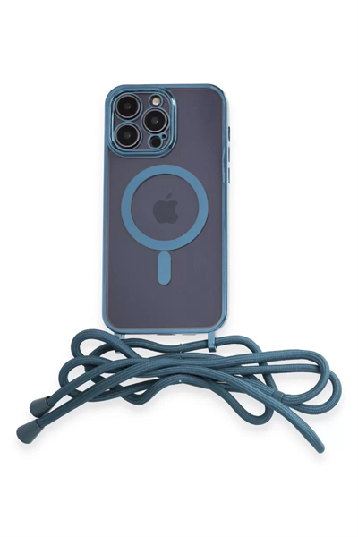 Apple iPhone 14 Pro Kılıf Divo Lazer Askılı Magsafe Kapak - Sierra Blue
