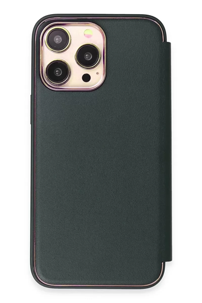 Apple iPhone 14 Pro Kılıf Dolpin Kapaklı - Koyu Yeşil