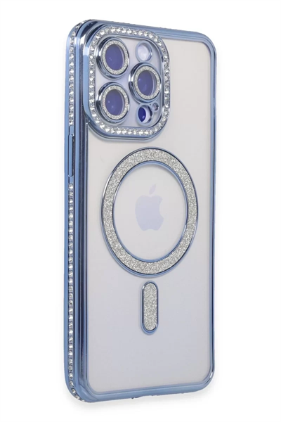 Apple iPhone 14 Pro Kılıf Joke Simli Magneticsafe Kılıf - Mavi
