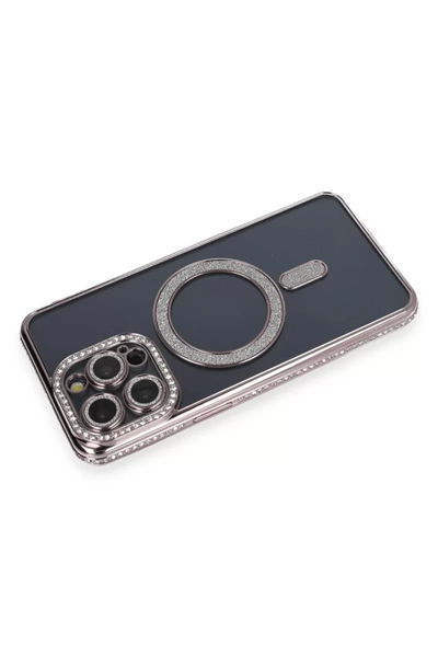 Apple iPhone 14 Pro Kılıf Joke Simli Magneticsafe Kılıf - Gri