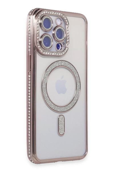 Apple iPhone 14 Pro Kılıf Joke Simli Magneticsafe Kılıf - Pembe