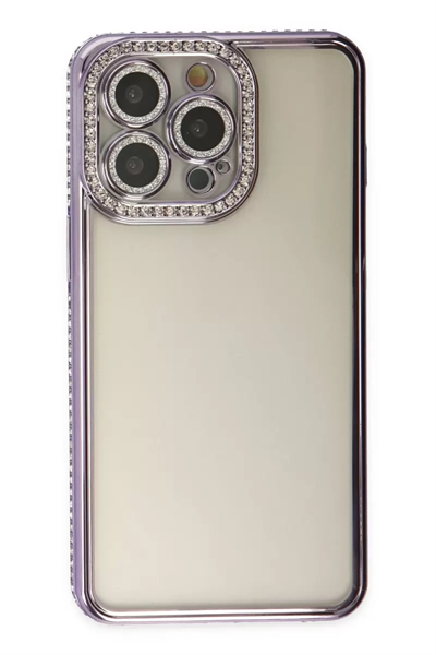 Apple iPhone 14 Pro Kılıf Joke Taşlı Silikon - Mor