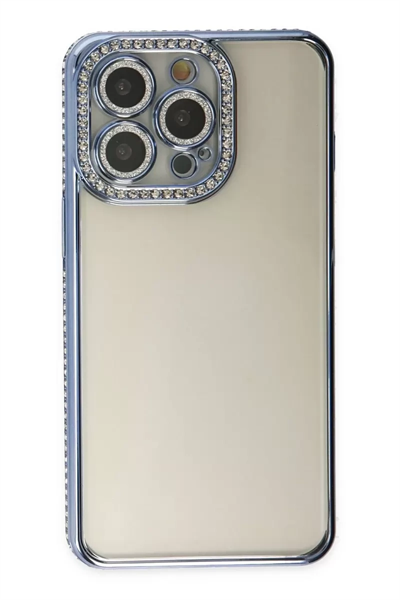 Apple iPhone 14 Pro Kılıf Joke Taşlı Silikon - Mavi