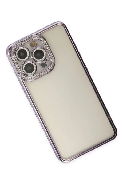 Apple iPhone 14 Pro Kılıf Joke Taşlı Silikon - Mor