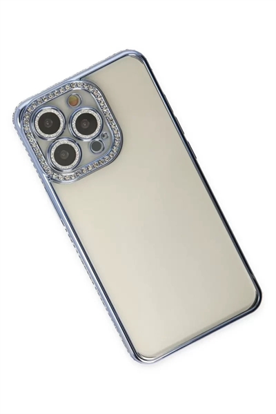 Apple iPhone 14 Pro Kılıf Joke Taşlı Silikon - Mavi