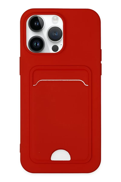 Apple iPhone 14 Pro Kılıf Kelvin Kartvizitli Silikon - Kırmızı