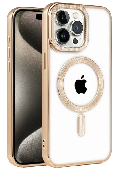 Apple iPhone 14 Pro Kılıf Kronos Magsafe Kapak - Gold