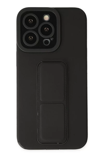 Apple iPhone 14 Pro Kılıf Mega Standlı Silikon - Siyah