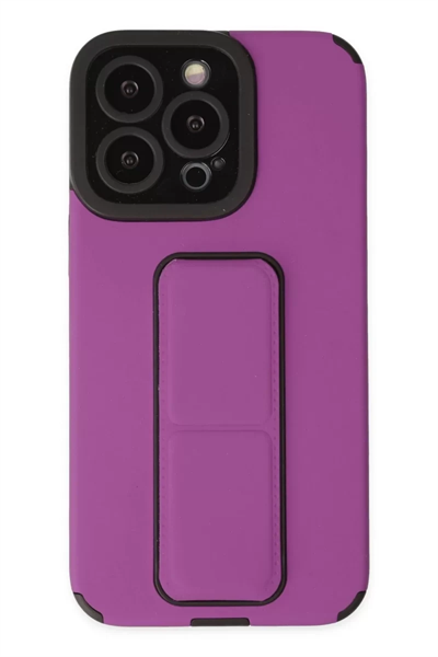 Apple iPhone 14 Pro Kılıf Mega Standlı Silikon - Mor