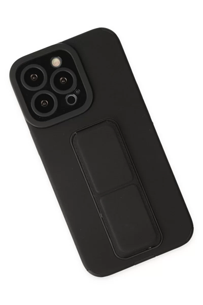 Apple iPhone 14 Pro Kılıf Mega Standlı Silikon - Siyah