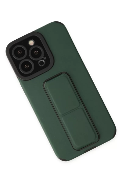 Apple iPhone 14 Pro Kılıf Mega Standlı Silikon - Yeşil