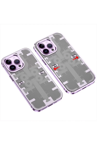 Apple iPhone 14 Pro Kılıf Mekanik Bumper Kapak - Derin Mor