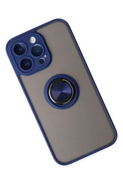 Apple iPhone 14 Pro Kılıf Montreal Yüzüklü Silikon Kapak - Lacivert
