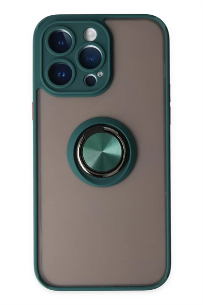 Apple iPhone 14 Pro Kılıf Montreal Yüzüklü Silikon Kapak - Yeşil