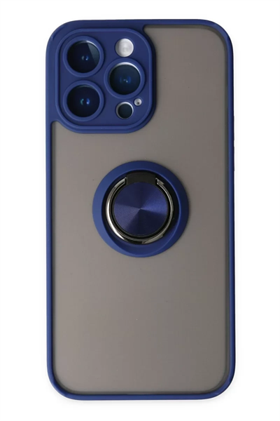 Apple iPhone 14 Pro Kılıf Montreal Yüzüklü Silikon Kapak - Lacivert