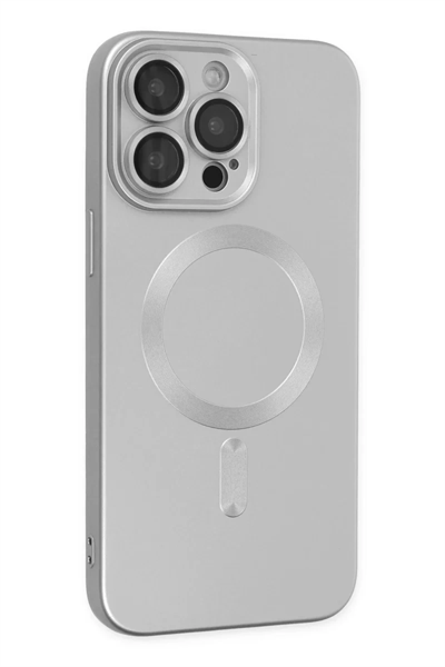 Apple iPhone 14 Pro Kılıf Moshi Lens Magneticsafe Silikon - Gümüş
