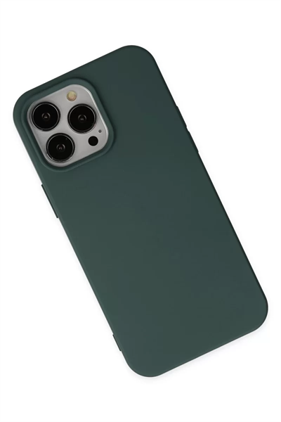 Apple iPhone 14 Pro Kılıf Nano içi Kadife Silikon - Koyu Yeşil