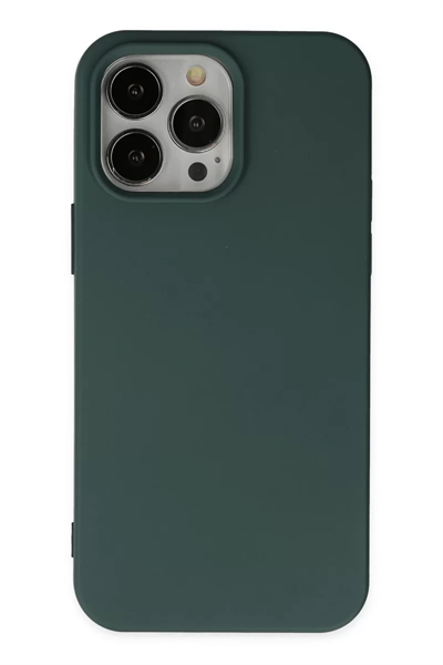 Apple iPhone 14 Pro Kılıf Nano içi Kadife Silikon - Koyu Yeşil