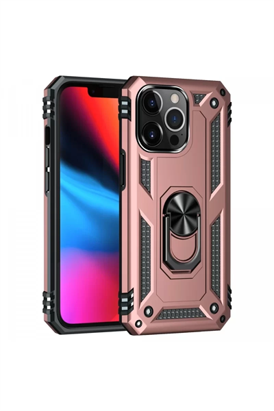 Apple iPhone 14 Pro Kılıf Sofya Yüzüklü Silikon Kapak - Rose