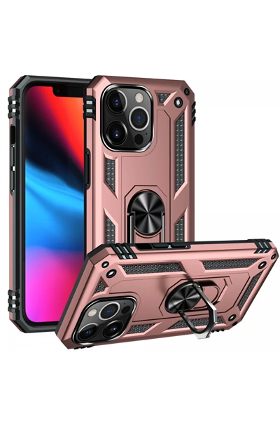 Apple iPhone 14 Pro Kılıf Sofya Yüzüklü Silikon Kapak - Rose
