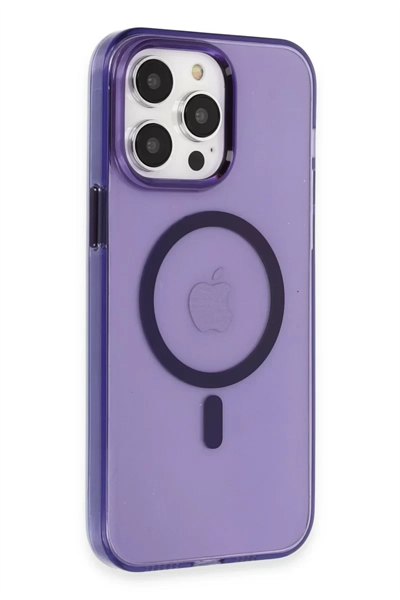 Apple iPhone 14 Pro Kılıf Tron Şeffaf Magsafe Kapak - Derin Mor