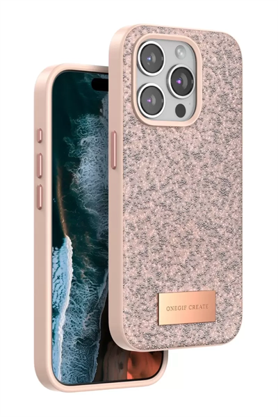 Apple iPhone 14 Pro Max Bright Simli Kapak - Pembe
