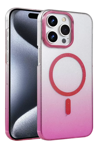 Apple iPhone 14 Pro Max Glossy Magsafe Kapak - Pembe