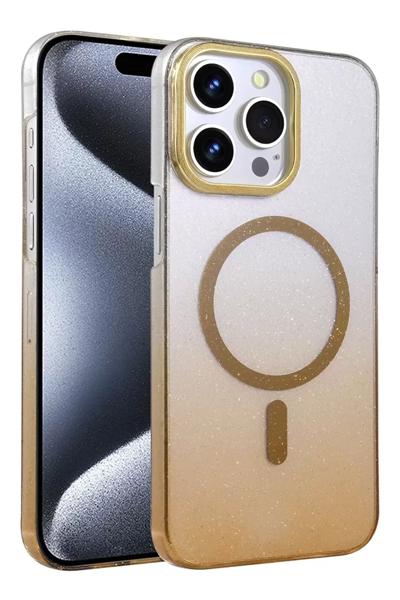 Apple iPhone 14 Pro Max Glossy Magsafe Kapak - Çöl Titanyum