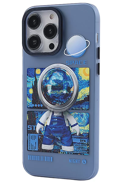 Apple iPhone 14 Pro Max Kılıf Desenli Kapak - Mavi - 1