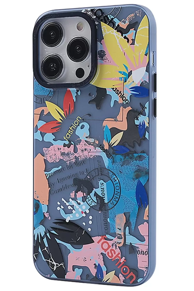 Apple iPhone 14 Pro Max Kılıf Desenli Kapak - Pembe - 1