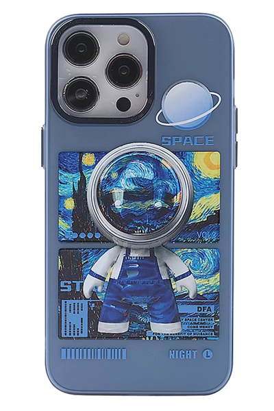 Apple iPhone 14 Pro Max Kılıf Desenli Kapak - Mavi - 1
