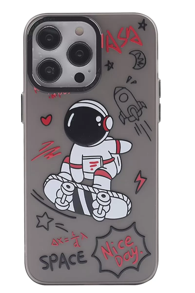 Apple iPhone 14 Pro Max Kılıf Desenli Kapak - Siyah - 1