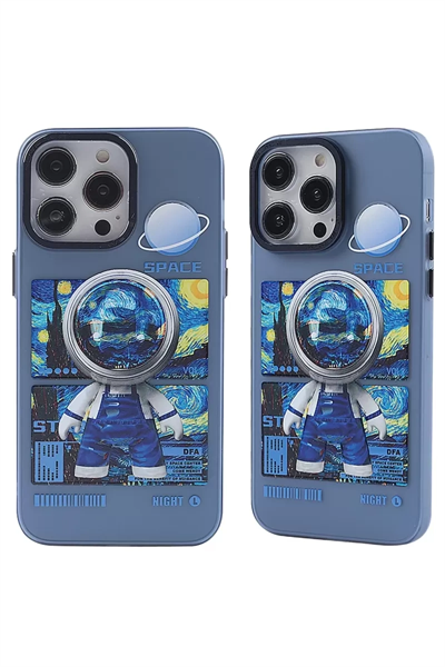 Apple iPhone 14 Pro Max Kılıf Desenli Kapak - Mavi - 1