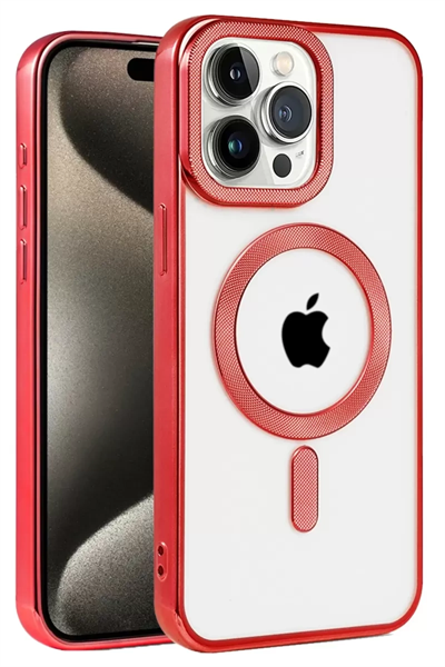 Apple iPhone 14 Pro Max Kılıf Kronos Magsafe Kapak - Kırmızı