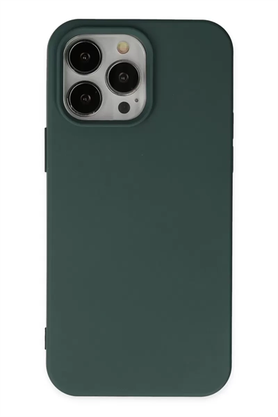 Apple iPhone 14 Pro Max Kılıf Nano içi Kadife Silikon - Koyu Yeşil