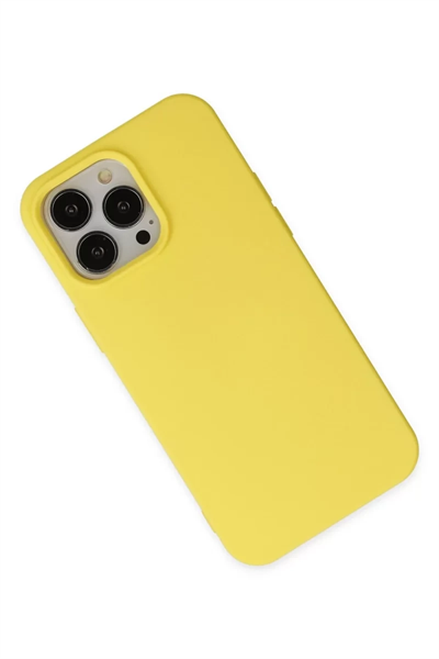 Apple iPhone 14 Pro Max Kılıf Nano içi Kadife Silikon - Sarı