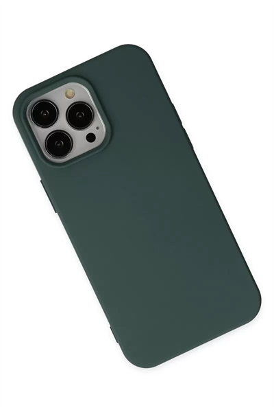 Apple iPhone 14 Pro Max Kılıf Nano içi Kadife Silikon - Koyu Yeşil