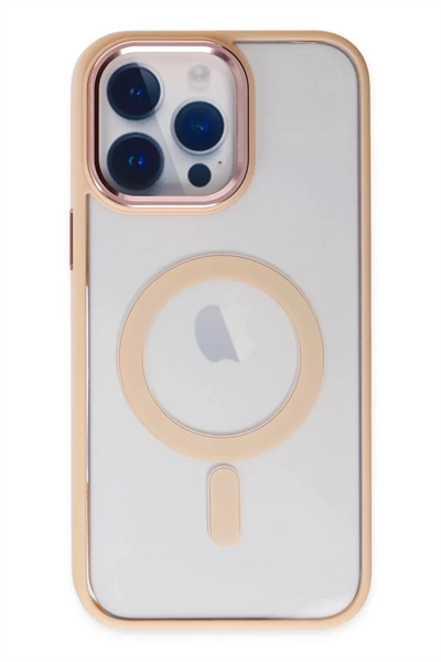 Apple iPhone 14 Pro Max Kılıf Room Magneticsafe Silikon - Pudra
