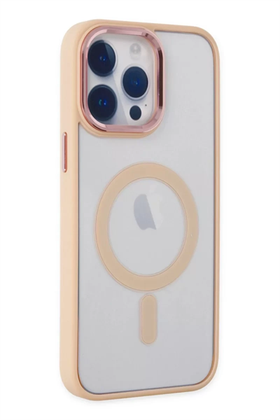 Apple iPhone 14 Pro Max Kılıf Room Magneticsafe Silikon - Pudra