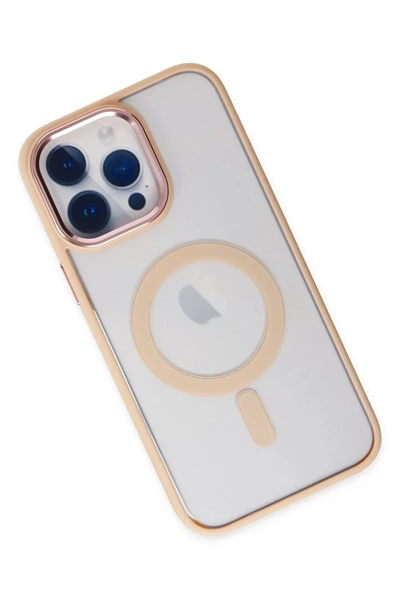 Apple iPhone 14 Pro Max Kılıf Room Magneticsafe Silikon - Pudra