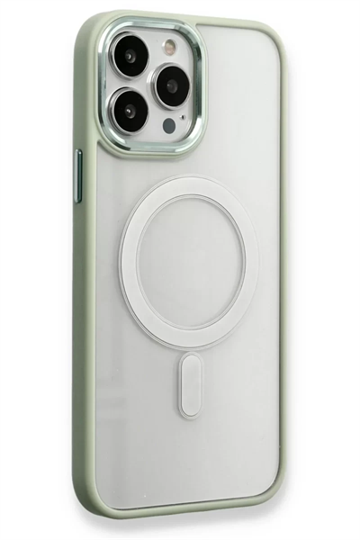 Apple iPhone 14 Pro Max Kılıf Room Magneticsafe Silikon - Su Yeşili