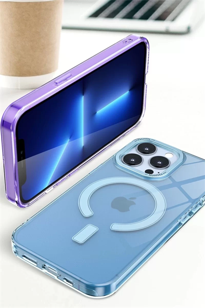 Apple iPhone 14 Pro Max Kılıf Troy Magsafe Kapak - Mor