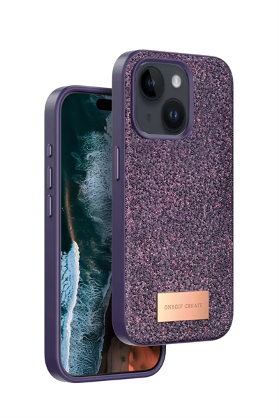 Apple iPhone 15 Bright Simli Kapak - Derin Mor